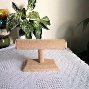 Linen Covered Wood Jewelry Display Stand, Bracelet Holder Display Stand